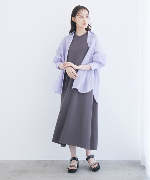 VIS（ビス）の「バックメタル釦肩タックAラインニットワンピース（ワンピース・レディース・ダークグリーン/ブラウン/オレンジ/スミクロ・FREE）」の14枚目の写真