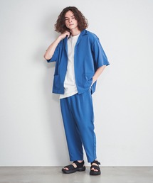 BENDER TOKYO（ベンダートウキョウ）の「【BENDER TOKYO】とろみ素材 リラックスフィット 5分袖シャツジャケット＆テーパードパンツ［セットアップ商品］（セットアップ・レディース）」