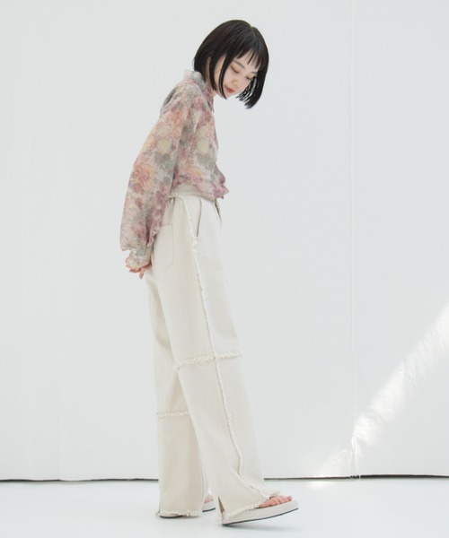 Kastane（カスタネ）の「パッチワークアシメフリンジパンツ（その他パンツ・レディース・グリーン/アイボリー・1/2）」の9枚目の写真