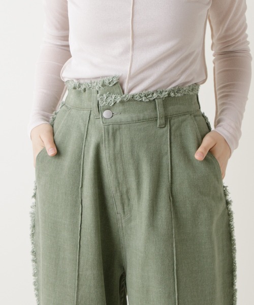Kastane（カスタネ）の「パッチワークアシメフリンジパンツ（その他パンツ・レディース・グリーン/アイボリー・1/2）」の12枚目の写真