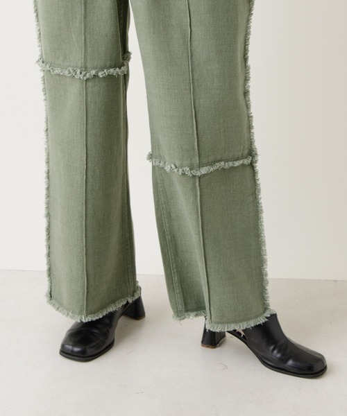 Kastane（カスタネ）の「パッチワークアシメフリンジパンツ（その他パンツ・レディース・グリーン/アイボリー・1/2）」の8枚目の写真