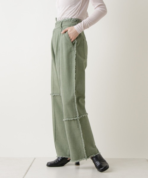 Kastane（カスタネ）の「パッチワークアシメフリンジパンツ（その他パンツ・レディース・グリーン/アイボリー・1/2）」の16枚目の写真