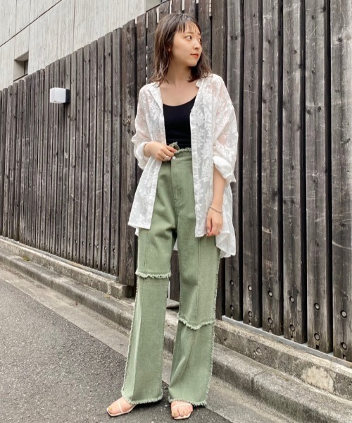 Kastane（カスタネ）の「パッチワークアシメフリンジパンツ（その他パンツ・レディース・グリーン/アイボリー・1/2）」の18枚目の写真