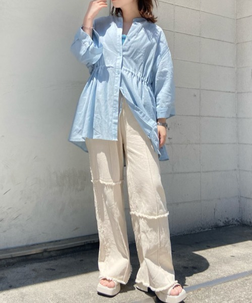 Kastane（カスタネ）の「パッチワークアシメフリンジパンツ（その他パンツ・レディース・グリーン/アイボリー・1/2）」の19枚目の写真