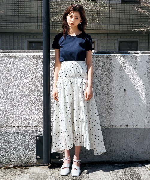 REDYAZEL（レディアゼル）の「オリジナルドットサイドプリーツスカート