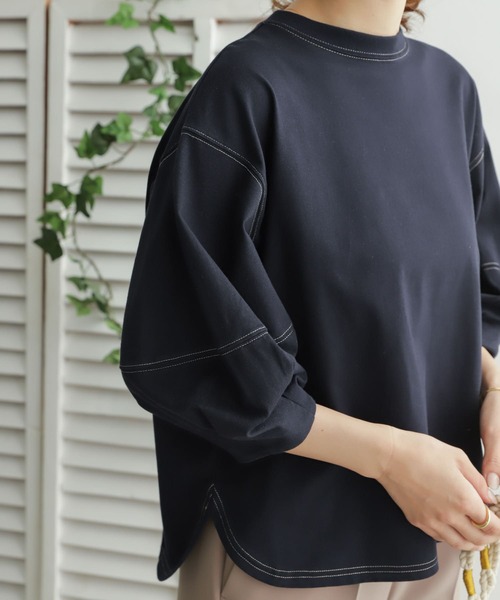 URBAN RESEARCH DOORS(アーバンリサーチドアーズ)の「コットンコクーンスリーブカットソー(Tシャツ/カットソー・レディース・ネイビー/ブルー・ONE)」の1枚目の写真