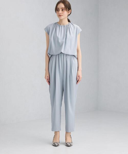 green label relaxing（グリーンレーベルリラクシング）の「D GB ネック ギャザー オールインワン（つなぎ/オールインワン・レディース・ライトブルー/ブラック・FREE）」の3枚目の写真