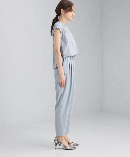 green label relaxing（グリーンレーベルリラクシング）の「D GB ネック ギャザー オールインワン（つなぎ/オールインワン・レディース・ライトブルー/ブラック・FREE）」の4枚目の写真