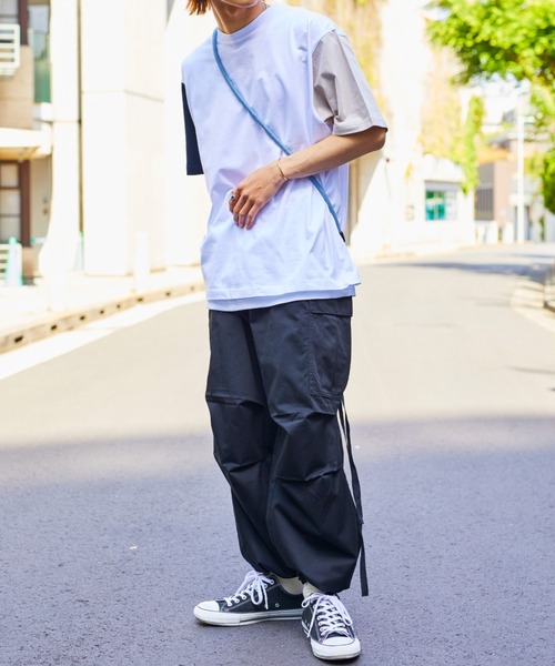 WEGO（ウィゴー）の「WEGO/【WEB限定】ドロップショルダーアンサンブルTシャツ（アンサンブル・メンズ・その他1/ブラック/ホワイト/ダークグリーン・MEDIUM/LARGE）」の14枚目の写真