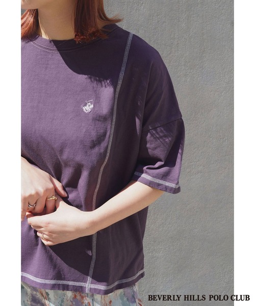 179/WG(イチナナキュウダブルジー)の「BEVERLY HILLS POLO CLUBコラボビグメントTシャツ(Tシャツ/カットソー・レディース・ライトグリーン/パープル/ライトグレー/ピンク・FREE)」の1枚目の写真