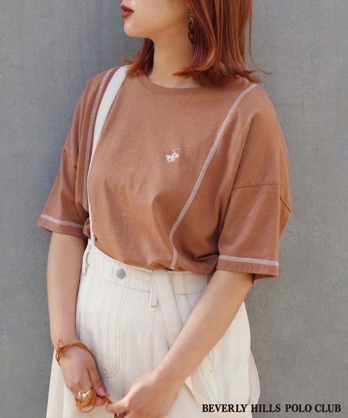 179/WG(イチナナキュウダブルジー)の「BEVERLY HILLS POLO CLUBコラボビグメントTシャツ(Tシャツ/カットソー・レディース・ライトグリーン/パープル/ライトグレー/ピンク・FREE)」の4枚目の写真