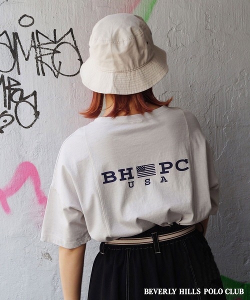 179/WG(イチナナキュウダブルジー)の「BEVERLY HILLS POLO CLUBコラボビグメントTシャツ(Tシャツ/カットソー・レディース・ライトグリーン/パープル/ライトグレー/ピンク・FREE)」の2枚目の写真