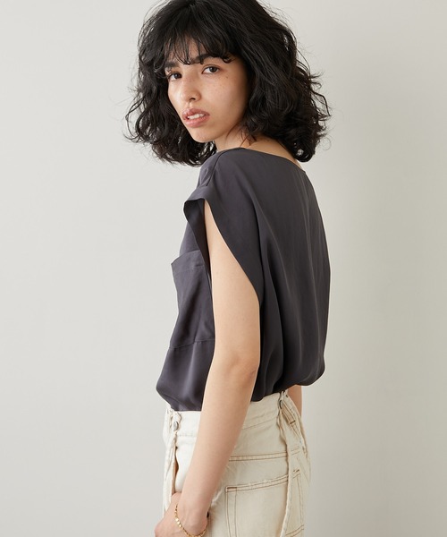 【Whim Gazette】サテンワッシャーノースリーブブラウス Whim Gazette｜サテンワッシャーノースリーブブラウス | Rakuten
