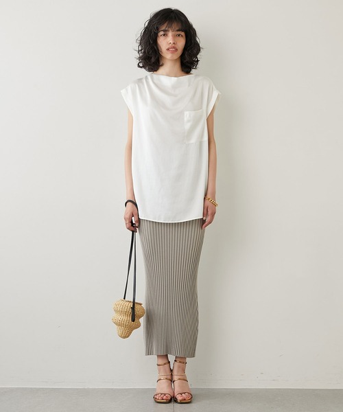 Whim Gazette（ウィムガゼット）の「サテンワッシャーノースリブラウス