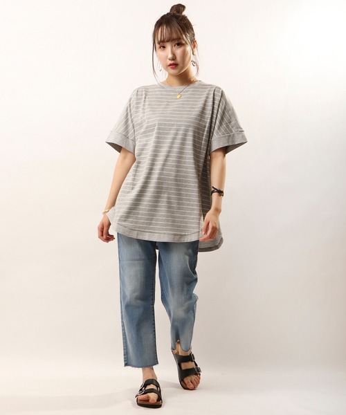 FUNALIVE(ファンアライブ)の「【je crois soi】ワイドシルエットドルマンボーダープルオーバー(Tシャツ/カットソー・レディース・グレー/ブラック/ベージュ/オフホワイト・FREE)」の21枚目の写真