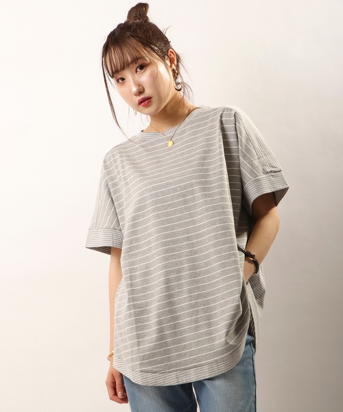 FUNALIVE(ファンアライブ)の「【je crois soi】ワイドシルエットドルマンボーダープルオーバー(Tシャツ/カットソー・レディース・グレー/ブラック/ベージュ/オフホワイト・FREE)」の18枚目の写真