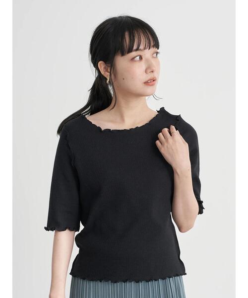 earth music&ecology（アースミュージックアンドエコロジー）の「ワッフルメロ-カットプルオーバー　＊（Tシャツ/カットソー・レディース・ブラック/サックスブルー/オフホワイト/ベージュ・S/M）」の6枚目の写真