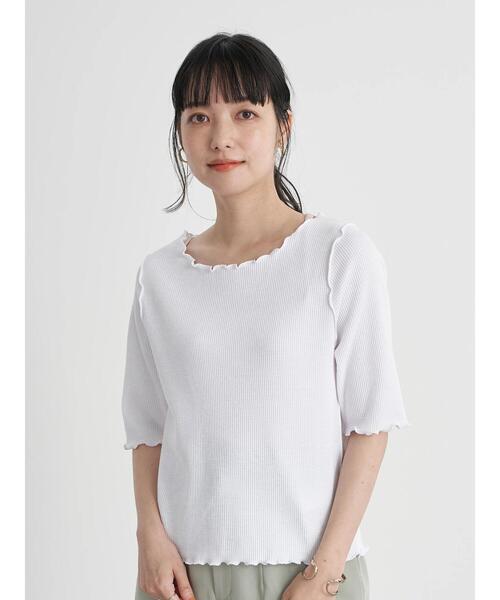 earth music&ecology（アースミュージックアンドエコロジー）の「ワッフルメロ-カットプルオーバー　＊（Tシャツ/カットソー・レディース・ブラック/サックスブルー/オフホワイト/ベージュ・S/M）」の14枚目の写真