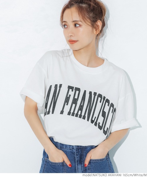coca（coca）（コカ）の「ユニセックス カレッジアソートプリントTee（Tシャツ/カットソー・レディース・ホワイト/ブラック/ネイビー/グレー・M/L）」の13枚目の写真