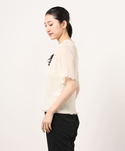 WEGO（ウィゴー）の「WEGO/【2点セット】シフォンブラウスキャミSET（Tシャツ/カットソー・レディース・グリーン/オフホワイト/ライトベージュ・FREE）」の6枚目の写真