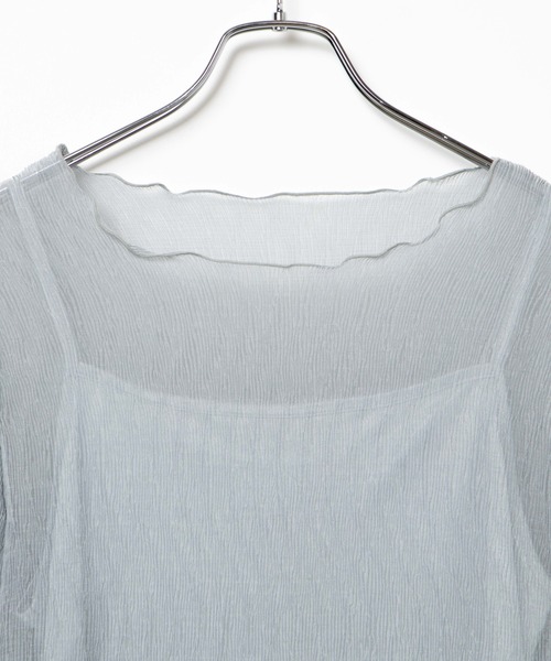 WEGO（ウィゴー）の「WEGO/【2点セット】シフォンブラウスキャミSET（Tシャツ/カットソー・レディース・グリーン/オフホワイト/ライトベージュ・FREE）」の10枚目の写真