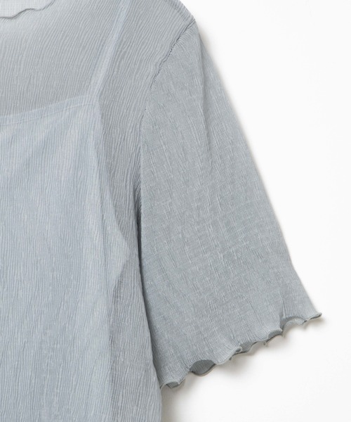 WEGO（ウィゴー）の「WEGO/【2点セット】シフォンブラウスキャミSET（Tシャツ/カットソー・レディース・グリーン/オフホワイト/ライトベージュ・FREE）」の7枚目の写真