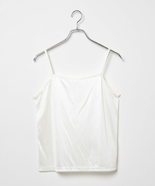 WEGO（ウィゴー）の「WEGO/【2点セット】シフォンブラウスキャミSET（Tシャツ/カットソー・レディース・グリーン/オフホワイト/ライトベージュ・FREE）」の4枚目の写真