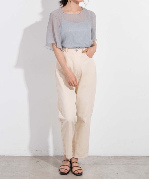 WEGO（ウィゴー）の「WEGO/【2点セット】シフォンブラウスキャミSET（Tシャツ/カットソー・レディース・グリーン/オフホワイト/ライトベージュ・FREE）」の19枚目の写真