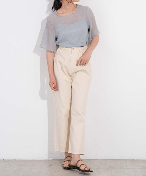 WEGO（ウィゴー）の「WEGO/【2点セット】シフォンブラウスキャミSET（Tシャツ/カットソー・レディース・グリーン/オフホワイト/ライトベージュ・FREE）」の20枚目の写真