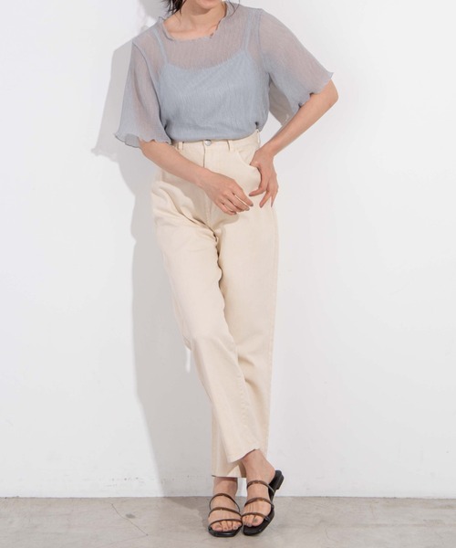 WEGO（ウィゴー）の「WEGO/【2点セット】シフォンブラウスキャミSET（Tシャツ/カットソー・レディース・グリーン/オフホワイト/ライトベージュ・FREE）」の21枚目の写真