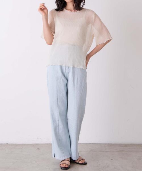 WEGO（ウィゴー）の「WEGO/【2点セット】シフォンブラウスキャミSET（Tシャツ/カットソー・レディース・グリーン/オフホワイト/ライトベージュ・FREE）」の17枚目の写真