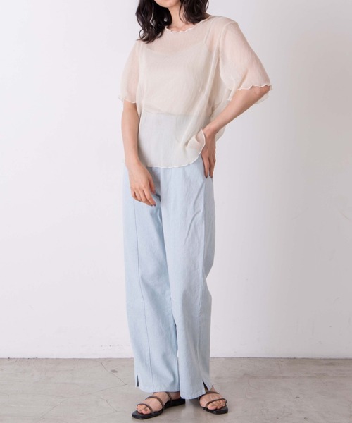 WEGO（ウィゴー）の「WEGO/【2点セット】シフォンブラウスキャミSET（Tシャツ/カットソー・レディース・グリーン/オフホワイト/ライトベージュ・FREE）」の18枚目の写真