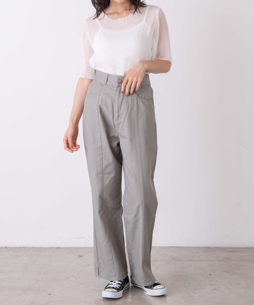 WEGO（ウィゴー）の「WEGO/【2点セット】シフォンブラウスキャミSET（Tシャツ/カットソー・レディース・グリーン/オフホワイト/ライトベージュ・FREE）」の14枚目の写真