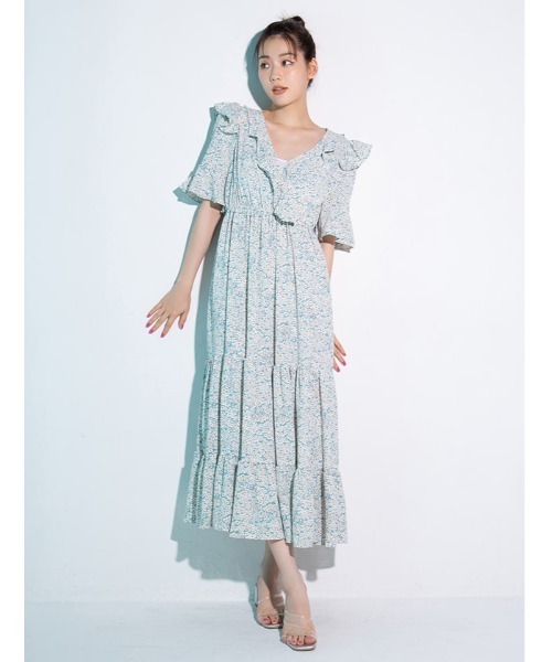 フリル付きライトブルーワンピース フリルトリムワンピース - ライトブルー - レディース | H&M JP