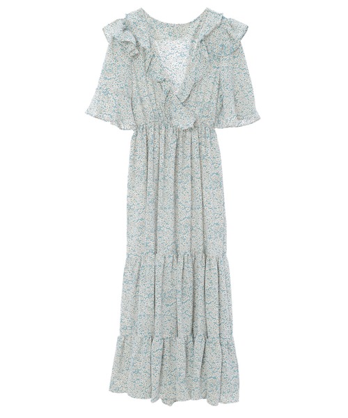 fifth calin（フィフスカラン）の「花柄フリルデザインワンピース（ワンピース・レディース・ライトブルー/ブラック/ブルー・MEDIUM）」の4枚目の写真