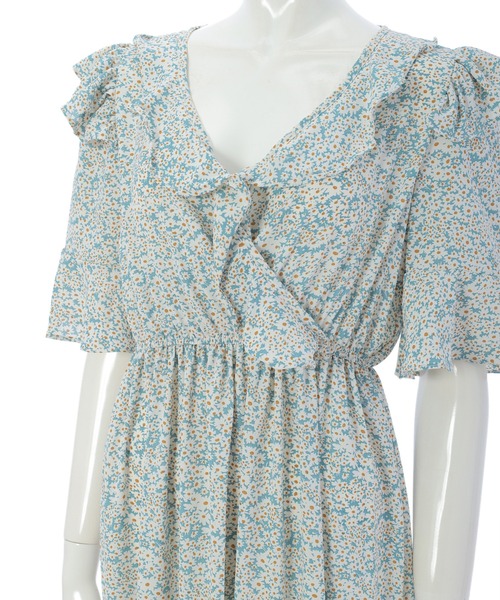 fifth calin（フィフスカラン）の「花柄フリルデザインワンピース（ワンピース・レディース・ライトブルー/ブラック/ブルー・MEDIUM）」の8枚目の写真