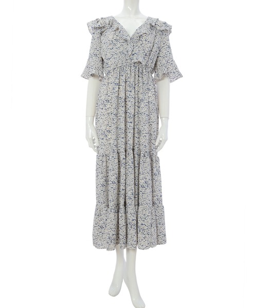 fifth calin（フィフスカラン）の「花柄フリルデザインワンピース（ワンピース・レディース・ライトブルー/ブラック/ブルー・MEDIUM）」の12枚目の写真