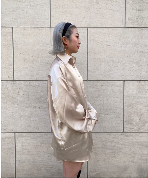 Ctr1（コントロール）の「Ctr1/コントロール/サテンシャツ（シャツ/ブラウス・レディース・オフホワイト/ベージュ・FREE）」の8枚目の写真