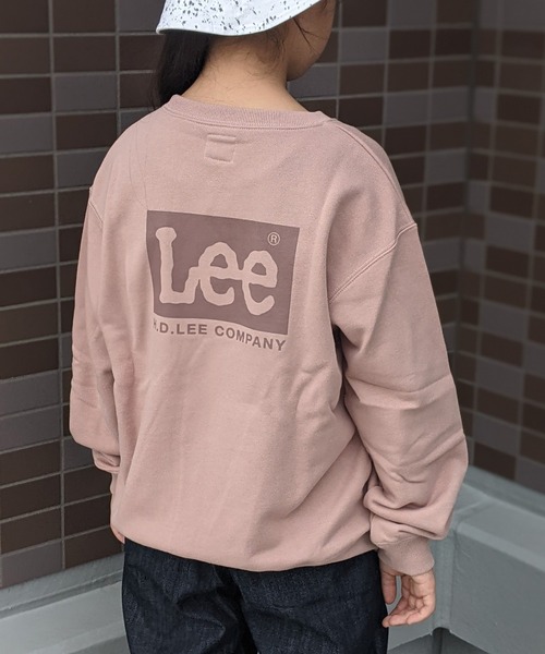 Lee（リー）の「Lee/リー キッズ　コットン裏毛 BOXロゴプリント入り クルースウェット（スウェット・キッズ・ブラック/ベージュ/ピンク/ブルー/ホワイト/グレー/グリーン/スモークピンク・130/140/150）」の7枚目の写真