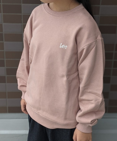 Lee（リー）の「Lee/リー キッズ　コットン裏毛 BOXロゴプリント入り クルースウェット（スウェット・キッズ・ブラック/ベージュ/ピンク/ブルー/ホワイト/グレー/グリーン/スモークピンク・130/140/150）」の9枚目の写真