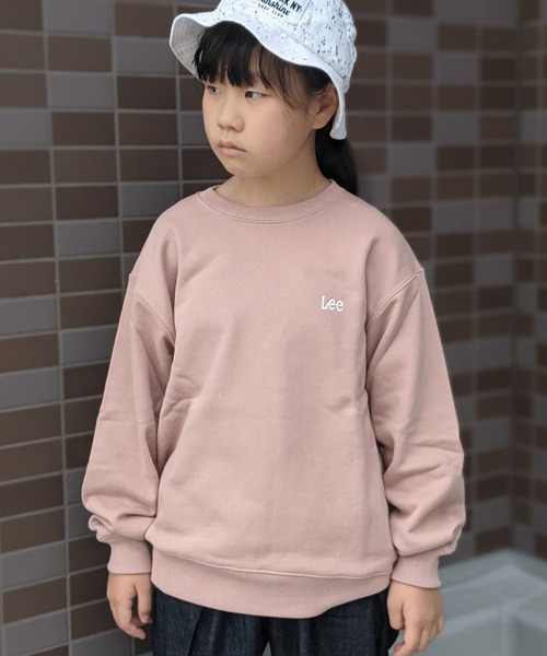 Lee（リー）の「Lee/リー キッズ　コットン裏毛 BOXロゴプリント入り クルースウェット（スウェット・キッズ・ブラック/ベージュ/ピンク/ブルー/ホワイト/グレー/グリーン/スモークピンク・130/140/150）」の10枚目の写真
