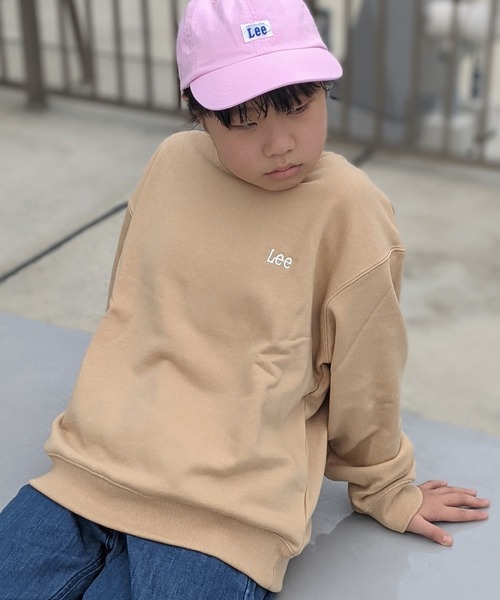 Lee（リー）の「Lee/リー キッズ　コットン裏毛 BOXロゴプリント入り クルースウェット（スウェット・キッズ・ブラック/ベージュ/ピンク/ブルー/ホワイト/グレー/グリーン/スモークピンク・130/140/150）」の21枚目の写真