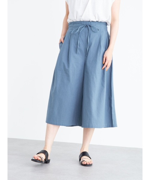 Green　Parks（グリーンパークス）の「ベルギーリネンブレンド バミューダパンツ＊（その他パンツ・レディース・ベージュ/オフホワイト/ブルー/チェック・FREE）」の4枚目の写真