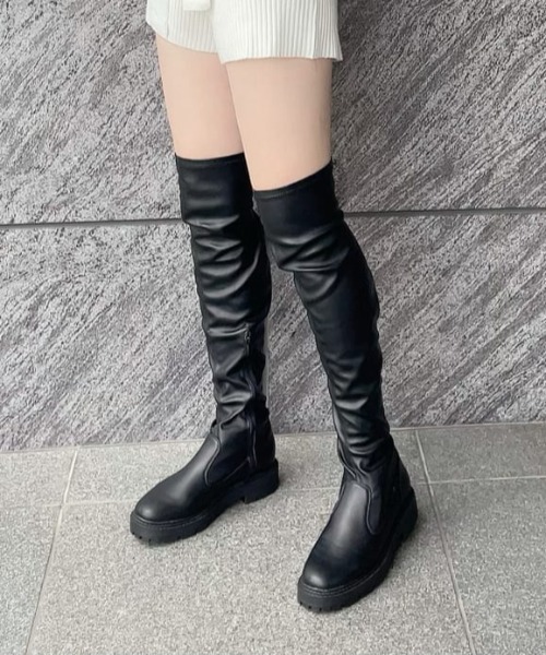 MIIA（ミーア）の「ロングブーツ（ブーツ・レディース・ブラック/ブラウン・MEDIUM/LARGE）」の2枚目の写真