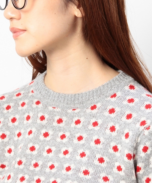 coen（コーエン）の「デイジージャガードニット（ニット/セーター・レディース・ネイビー/グレー・MEDIUM/LARGE）」の8枚目の写真