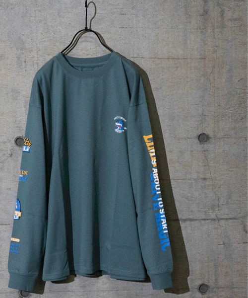 Limited Line Naive Magic(リミテッドラインナイーブマジック)の「【a】天竺サイドプリント長袖Tシャツ(Tシャツ/カットソー・メンズ・ホワイト/ブラック/ベージュ/ブルー/グリーン/マルチ/ベージュ系その他・MEDIUM/LARGE)」の1枚目の写真