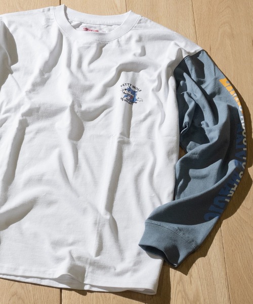 Limited Line Naive Magic(リミテッドラインナイーブマジック)の「【a】天竺サイドプリント長袖Tシャツ(Tシャツ/カットソー・メンズ・ホワイト/ブラック/ベージュ/ブルー/グリーン/マルチ/ベージュ系その他・MEDIUM/LARGE)」の7枚目の写真