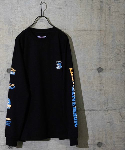 Limited Line Naive Magic(リミテッドラインナイーブマジック)の「【a】天竺サイドプリント長袖Tシャツ(Tシャツ/カットソー・メンズ・ホワイト/ブラック/ベージュ/ブルー/グリーン/マルチ/ベージュ系その他・MEDIUM/LARGE)」の3枚目の写真