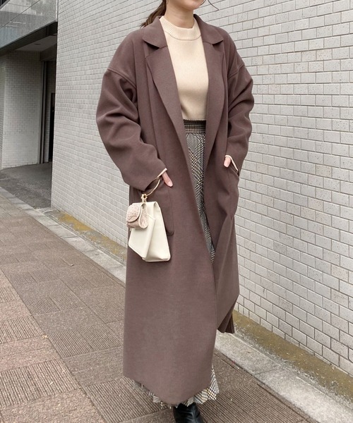 セール 天然アロマサシェ付き スリット入りですっきり 軽いのにあたたかい ボリュームガウンコート チェスターコート Mysty Woman ミスティウーマン のファッション通販 Zozotown