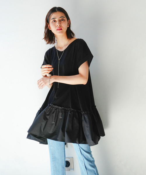 VENCEEXCHANGE（ヴァンスエクスチェンジ）の「前後2WAYチュニック（チュニック・レディース・グリーン/オフホワイト/ブラック・M）」の11枚目の写真